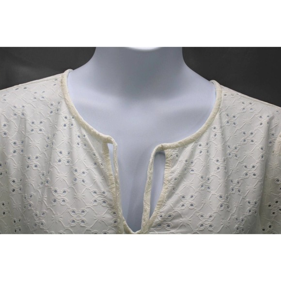 Bobeau Stretch Eyelet Babydoll Top Women's Size XL Off White NWT - Picture 9 of 12